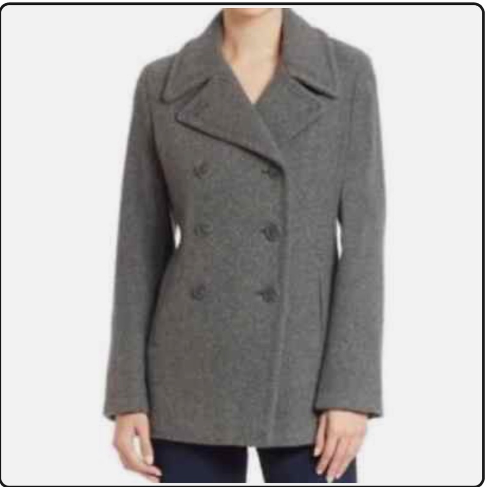 Calvin Klein double breasted dark grey classic peacoat